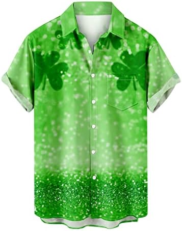 Camisas do dia de St Patricks para homens Irlandeses Tshirt Hawaiian Button Up Camisetas Shamrock Tshirt