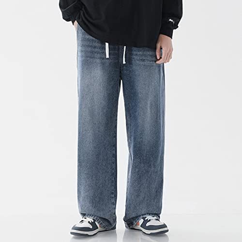 Diyago Jeans Baggy Mens reto de perna larga casual Teen Vintage Streetwear