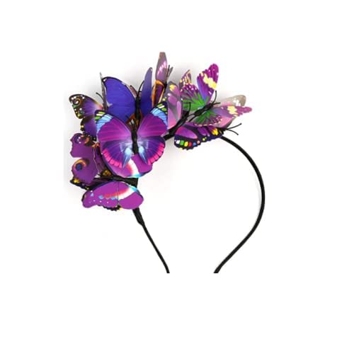 Yovecathou Mulheres Doce 3D Butterfly Bandada de cabeça colorida Festa de acessório de cabelo de cabelos