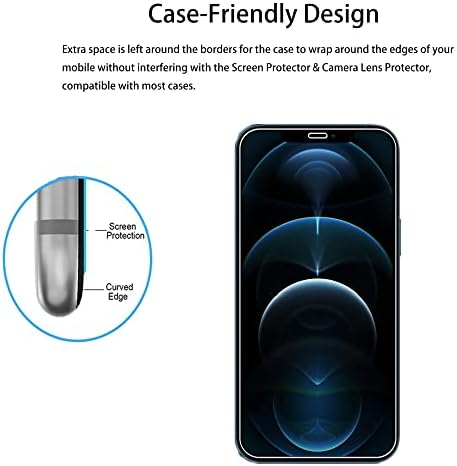 HKKAIS [2+2 pacote] Protetor de tela de vidro compatível para iPhone 12 Protector de lente de
