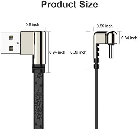 Cabo C USB, UMECORE 6ft 90 graus ângulo reto USB a 180 graus Tipo C Cabo plano de carregamento rápido para Samsung