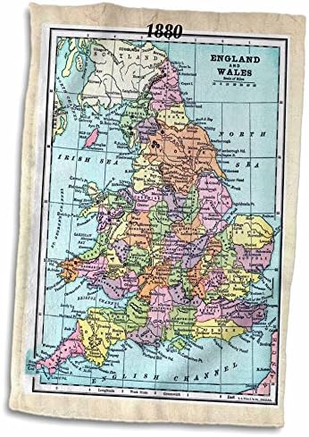 3d Rose 1880 Mapa da Inglaterra e do País de Gales TWL_38898_1 Toalha, 15 x 22