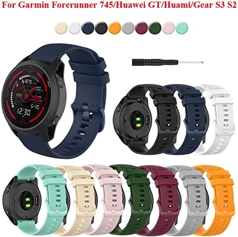 Buday 20 22mm Redunda rápida Silicone Band Band Strap for Garmin Forerunner 745 Smart Watch Watch
