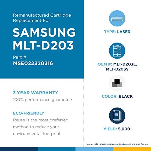 MSE Brand Remanufacused Toner Cartuction Substituição para Samsung Mlt-D203L/MLT-D203S | Preto |