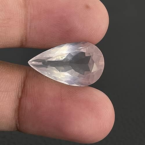 Rafeeq Gems 18,5mm Natural Rose Quartz Facetado Pear Gemstone Crystal
