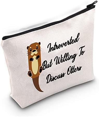 LEVLO Funny Otters Amantes Presentes Introvertidos, mas dispostos a discutir as lontras de maquiagem Bolsas