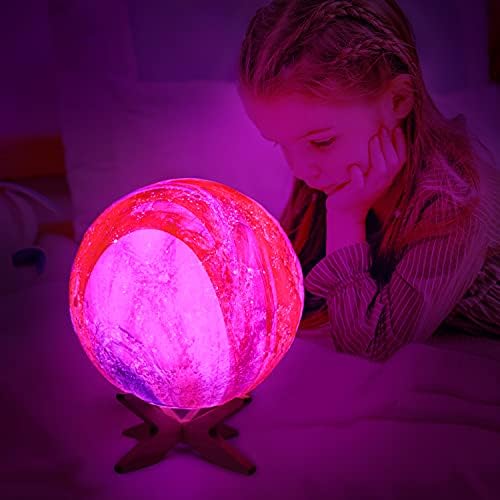 Lâmpada de lua 3D para quarto, luz noturna para crianças lâmpada de galáxia 16 cores decoração da lua