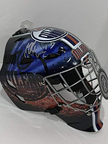 Mikko Koskinen assinou o Edmonton Oilers em tamanho jovem, a prova de capacete da máscara para jovens - capacetes