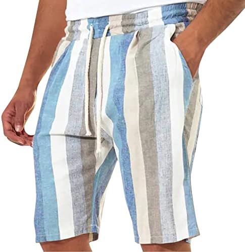 Mens Capris shorts leves casuais com shorts de bolso de cinto de cintura elástica da cintura elástica de