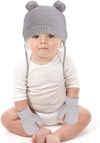 Kesyoo Baby Girl Mittens Baby Winter Feanie Hat Luvas Definidas para meninos recém-nascidos, Luvas de chapéu