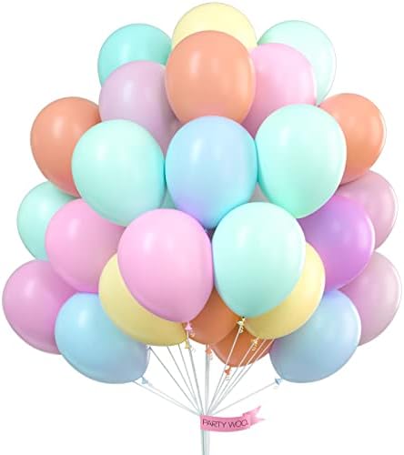 Balões pastel em Partywoo 100 PCs e Unicorn Birthday Decorações de mais de 200 PCs