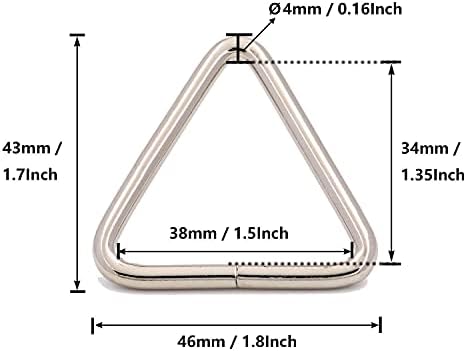 Metal Silver Triangle Ring Buckle 1,5 Interior Anel de loop dia para pacote de goleiro de tira de 15