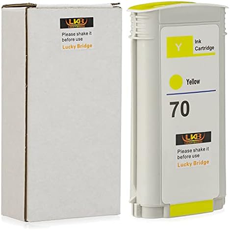 Substituição de cartucho de tinta amarelo compatível com LKB HP70 YE com uso de 130 ml com HP DesignJet