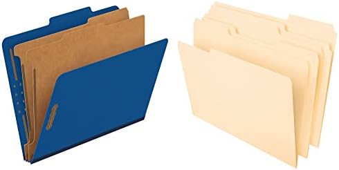 Pastas de classificação pendaflex®, 2 divisores, fixadores de 2 , letra, azul escuro, 10/caixa e pastas de arquivo,