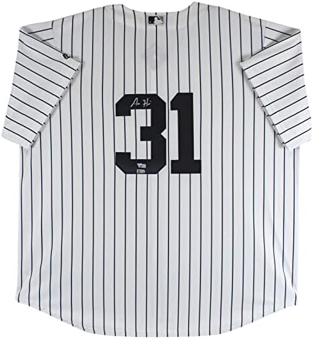 Yankees Aaron Hicks assinou os fanáticos de camisa majestosos de majestos - camisas MLB autografadas - Jerseys