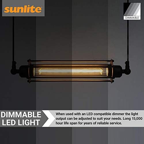 Sunlite 40236 LED Filamento T8 LUZ TUBULAR, 5 watts, 430 lúmens, Base E26 Média, Dimmable, 300 mm, ETL