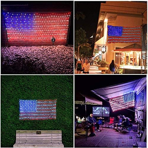 Funiao American Flag Lights, 420 LEDs LED USA FLAND LUZES, Luzes patrióticos à prova d'água ao ar livre Ornamentos