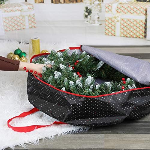 Clozers Christmas Wreath and Garland Bag com fechamento durável com zíper e alças resistentes, para grinaldas