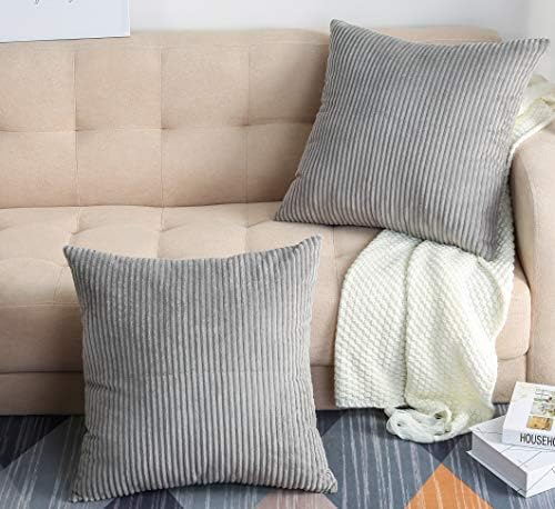 TangDepot, conjunto de 2 tampas de travesseiro decorativo de veludo sólido de veludo listrado, capas de travesseiro,