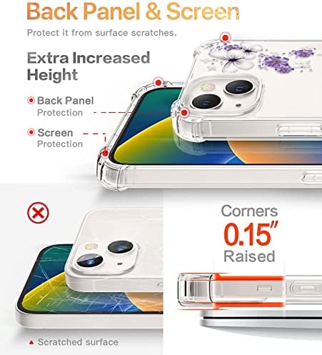 [5-in-1] Roseparrot iPhone 13 estojo com protetor de tela + suporte de anel + bolsa à prova d'água,