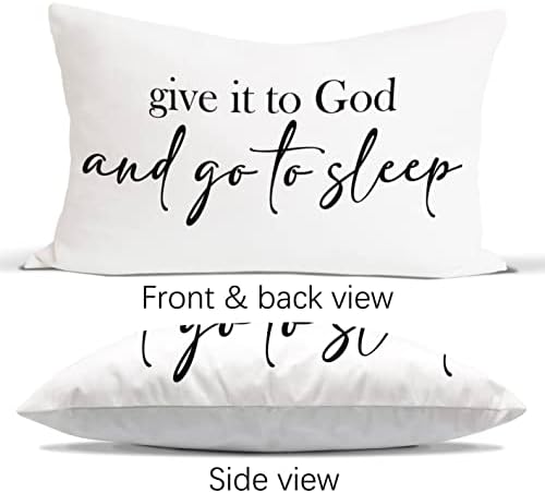 Citações de palavras inspiradoras dão a Deus e vá para dormir as capas de travesseiros decoram a