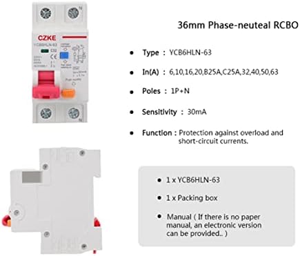 Uncaso 230V 50/60 Hz RCBO MCB 30MA Disjuntor de corrente residual de corrente com proteção sobre corrente e vazamento