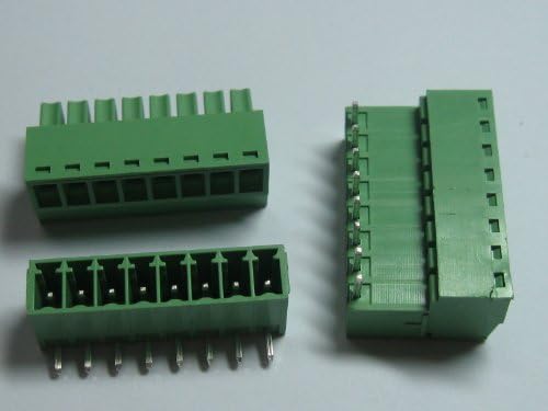 200 PCS Pitch Pitch 3,5 mm ângulo 8way/pino parafuso Terminal Block Connector com pino de ângulo Cores verdes