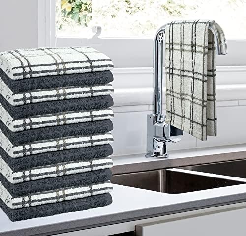 Oakias cinza toalhas de cozinha e panos de pratos, 16 x 26 polegadas e 12 x 12 polegadas, conjunto