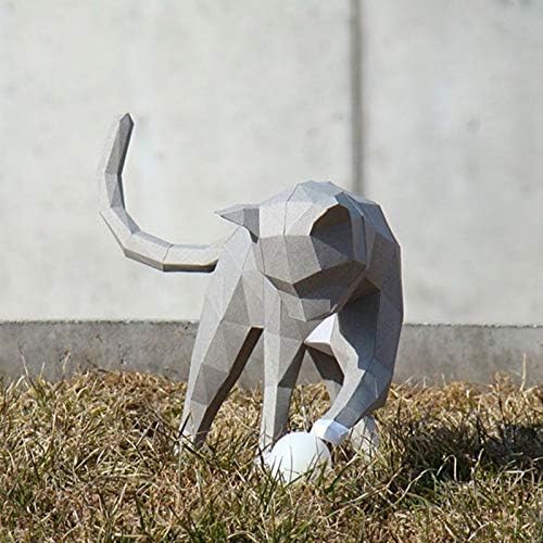 Modelo de modelagem de gatos modelo de papel de papel de animal diy troféu 3D decoração de sala artesanal