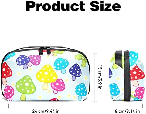 Bolsa de bolsas portáteis de organizações eletrônicas fofas de desenho animado de cogumelo colorido