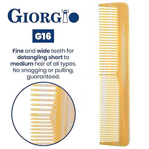 Giorgio G16 pente de mesa de cabelos de dente duplo, pente de cômoda de dente fina e largo para cabelos, barba