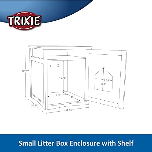 Gabinete de caixa de areia de estilo Trixie Furniture com prateleira, casa de estimação interna, branco
