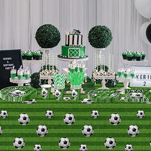Suprimentos de festa de aniversário de futebol da APOWBLS - Decorações de festa de futebol, louça de