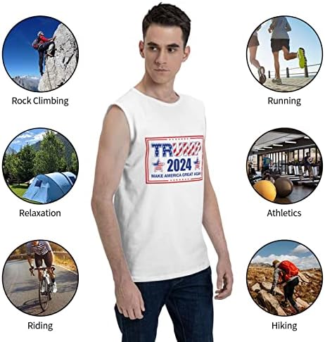 Abipuir Trump 2024 Torne a América Great Anow T-shirt sem mangas Trump Tees gráficos engraçados para