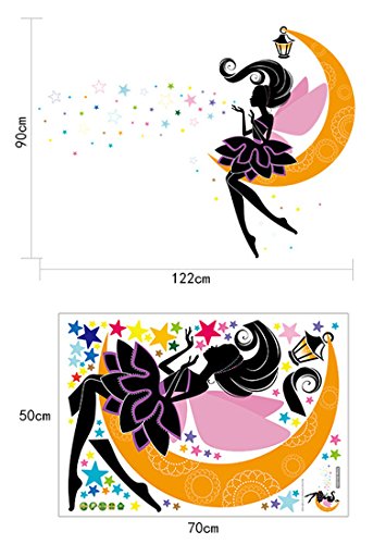 Wallpark Magical Fairy Girl Moon Stars Removable Wall Sticker Decal