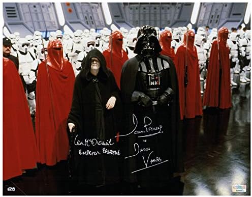 David Prowse e Ian McDiarmid autografaram Star Wars Darth Vader e o Imperador Palpatine Death Star