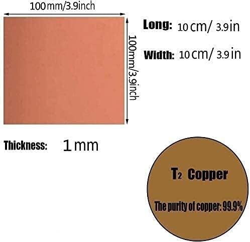 Placa de latão folha de cobre pura papel alumínio de cobre metal 4x4 polegadas para artesanato repara