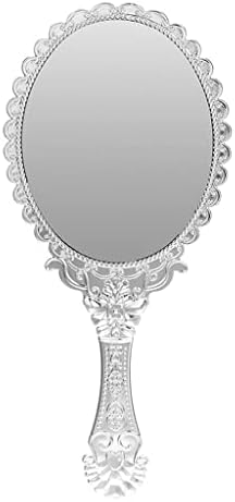 Iolmng 1 peça espelho retrô damas maquiagem oval espelho de alcance manual Senhoras maquiagem