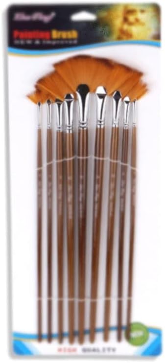 Wenlii 9-Pack Artist Brush Conjunto de nylon Wood Long Handle Brincho