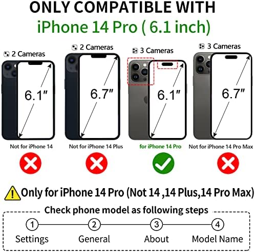 CaseOwl compatível para iPhone 14 Pro Wallet Case [Suporte a MagSafe Charger] 2 em 1 Magnético destacável [Bloqueio de RFID] Padrão de mármore Flip Cheather Cartlet Case com suporte de cartão, Strap for Women