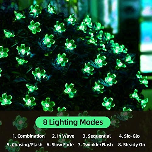 IticDecor Solar Flower String Lights Green Lights Outdoor Impermenda a água 50 LED Decorações