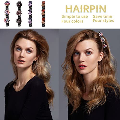 8 PCS Clipes de estilo de cabelo de cabelo com brilho de cabelos trançados de pedra de cristal para mulheres