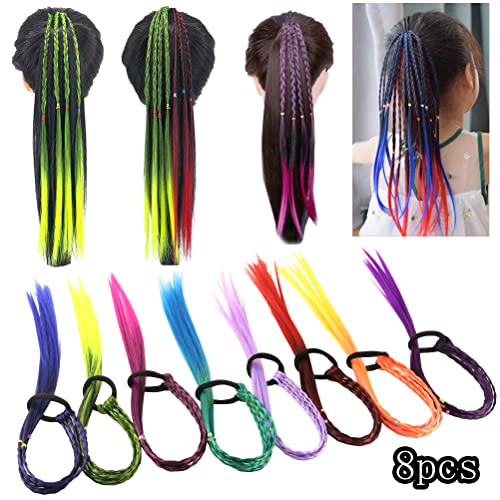 Extensões de cabelo de tranças coloridas com elásticos de borracha Rainbow trançado para calardas