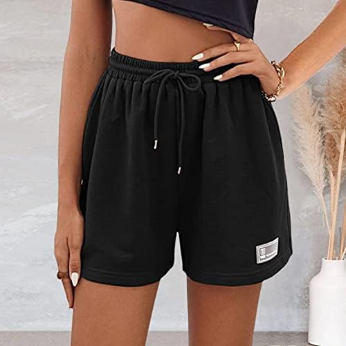 Shorts femininos para lounge casual de verão shorts de praia sólida solta shorts de cintura alta ioga shorts