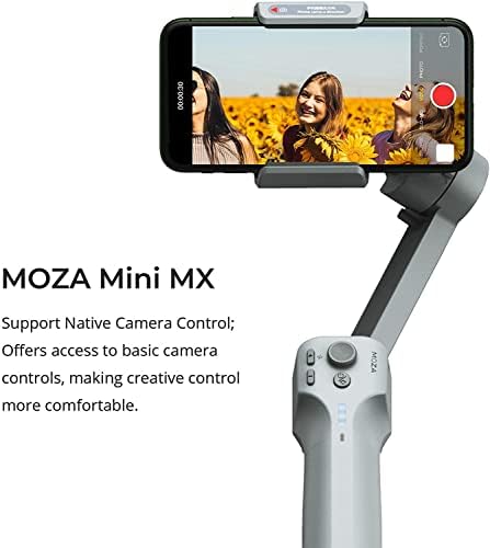 Moza Mini MX Gimbal 3 eixos estabilizadores portáteis para smartphone iOS e Android, suporte rápido