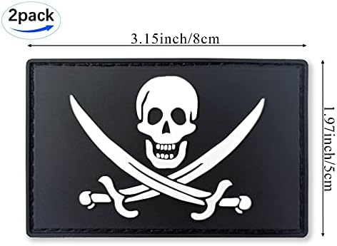 JBCD Pirata Jack Rackham Bandeira Tactical Pirate Patch - PVC Gancho de borracha e adesivo Loop Patch