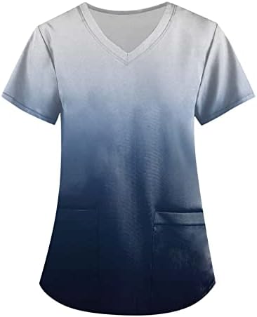 Elneeya uniformes de trabalho Scrub Tops Summer Summer Sleeve Camis de pescoço em V Scrubs de tamanho