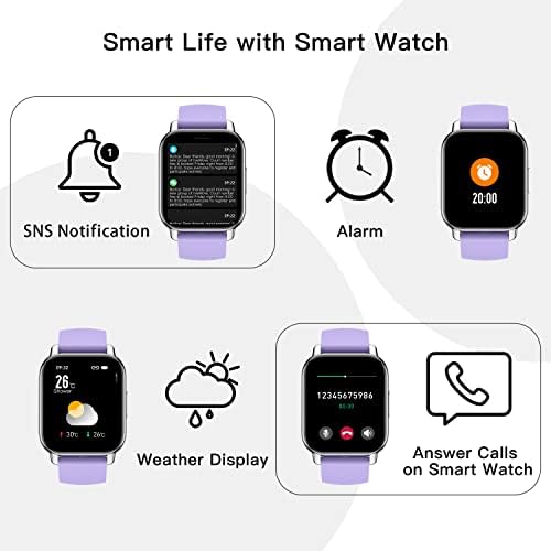 Popglory Smart Watch for Women & Men, 1,85 '' Call Receber/Disque Smartwatch, Fitness Tracker com pressão