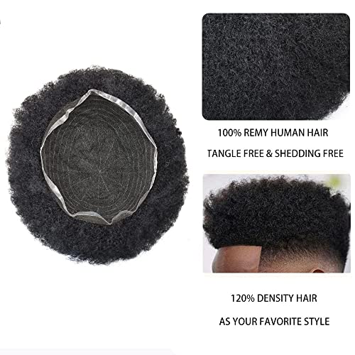Toupee Afro para homens negros Sistemas de cabelo humano reais Toupee de renda suíça para homens