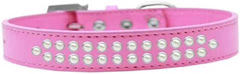 Mirage Pet Products Two -Row Pearl Bright Pink Dog Collar, tamanho 18